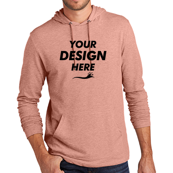 District Featherweight French Terry Hoodie, Nostalgia Rose Heather, Front view, Mockup