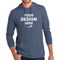 District Featherweight French Terry Hoodie, Washed Indigo, Front view, Mockup