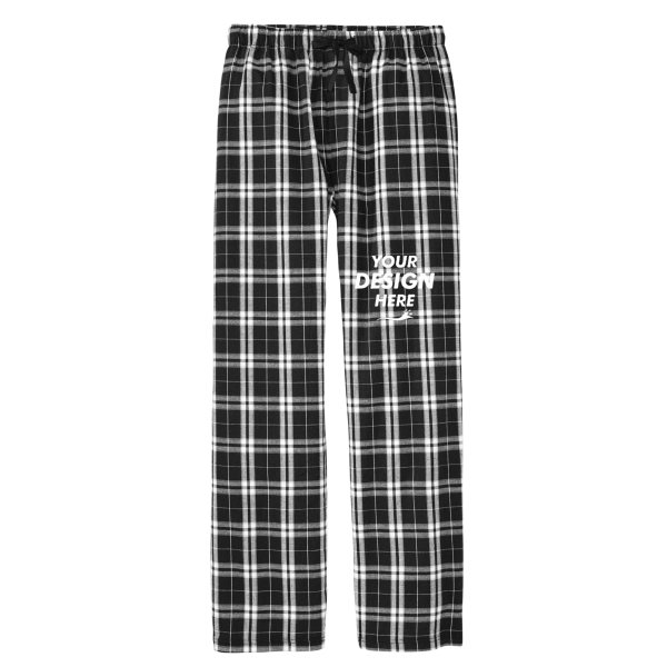 District Flannel Plaid Pant, Black / Black, Front view, Mockup