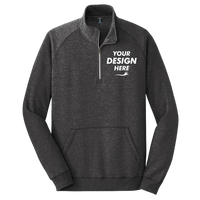 District Lightweight Fleece 1/4 Zip, Heathered Black, Front view, Mockup