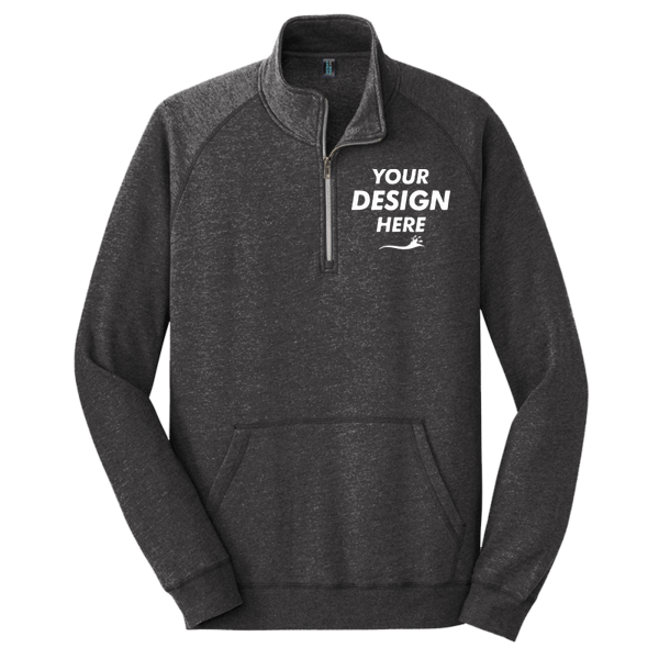 District Lightweight Fleece 1/4 Zip, Heathered Black, Front view, Mockup