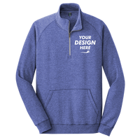 District Lightweight Fleece 1/4 Zip, Heathered Deep Royal, Front view, Mockup
