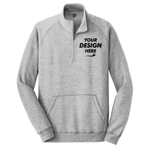 District Lightweight Fleece 1/4 Zip, Heathered Grey, Front view, Mockup