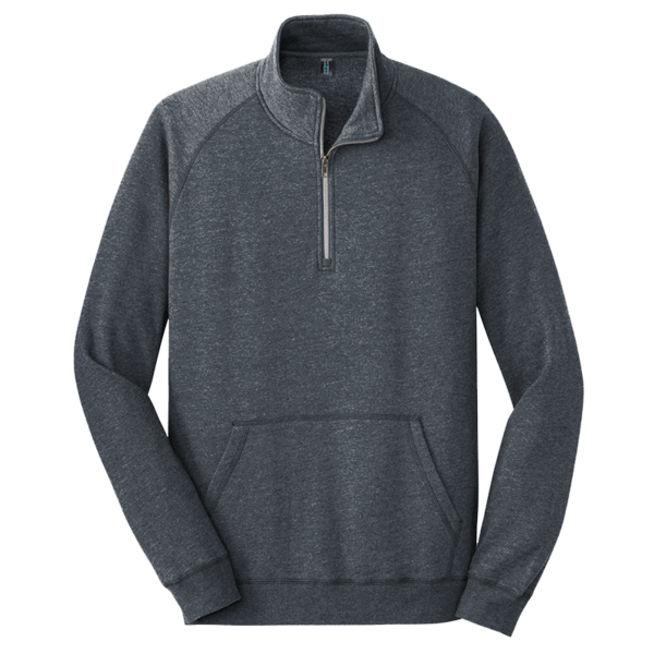 District Lightweight Fleece 1/4 Zip, Heathered Navy, Front view