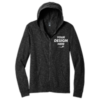 District Medal Full Zip Hoodie, Black, Front view, Mockup