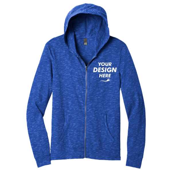 District Medal Full Zip Hoodie, Deep Royal, Front view, Mockup