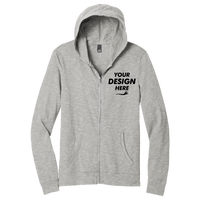 District Medal Full Zip Hoodie, Light Grey, Front view, Mockup