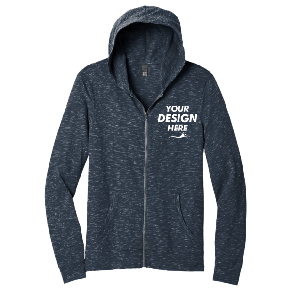 District Medal Full Zip Hoodie, New Navy, Front view, Mockup