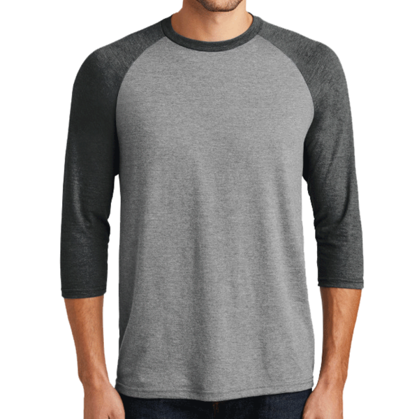 District Perfect Tri ® 3/4 Sleeve Raglan, Black Frost / Grey Frost, Front view