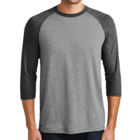 District Perfect Tri ® 3/4 Sleeve Raglan, Black Frost / Grey Frost, Front view