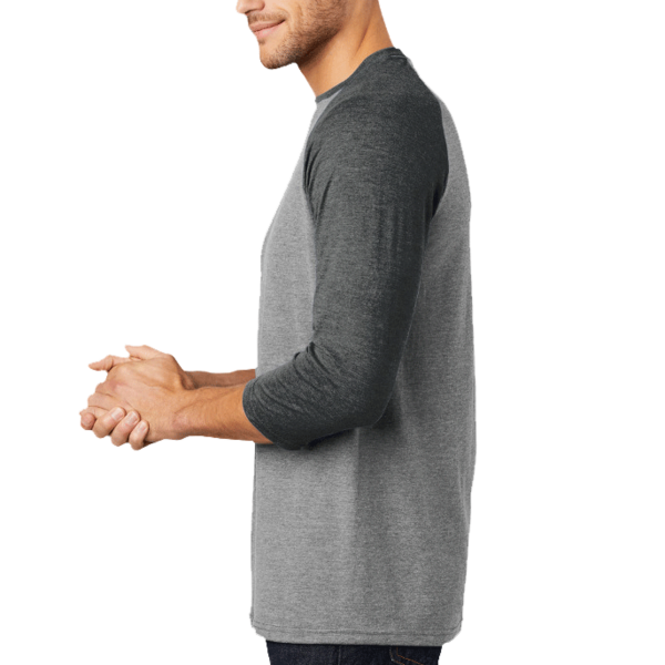 District Perfect Tri ® 3/4 Sleeve Raglan, Black Frost / Grey Frost, Left Sleeve view