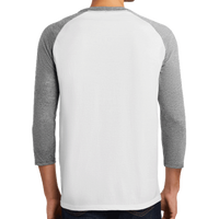 District Perfect Tri ® 3/4 Sleeve Raglan, Grey Frost / White, Back view