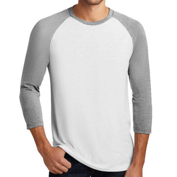 District Perfect Tri ® 3/4 Sleeve Raglan, Grey Frost / White, Front view