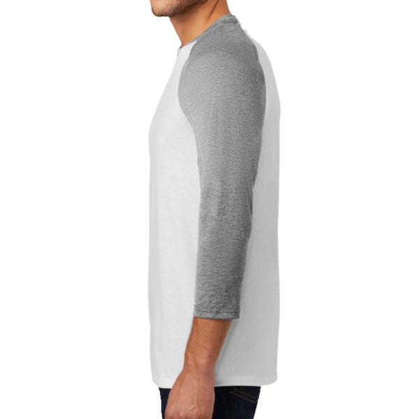 District Perfect Tri ® 3/4 Sleeve Raglan, Grey Frost / White, Left Sleeve view