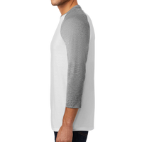 District Perfect Tri ® 3/4 Sleeve Raglan, Grey Frost / White, Left Sleeve view