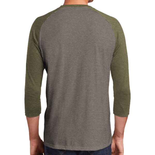 District Perfect Tri ® 3/4 Sleeve Raglan, Military Green Frost / Grey Frost, Back view