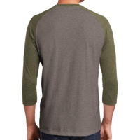 District Perfect Tri ® 3/4 Sleeve Raglan, Military Green Frost / Grey Frost, Back view