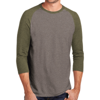 District Perfect Tri ® 3/4 Sleeve Raglan, Military Green Frost / Grey Frost, Front view