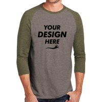 District Perfect Tri ® 3/4 Sleeve Raglan, Military Green Frost / Grey Frost, Front view, Mockup