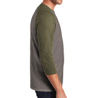 District Perfect Tri ® 3/4 Sleeve Raglan, Military Green Frost / Grey Frost, Right Sleeve view