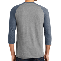 District Perfect Tri ® 3/4 Sleeve Raglan, Navy Frost / Grey Frost, Back view