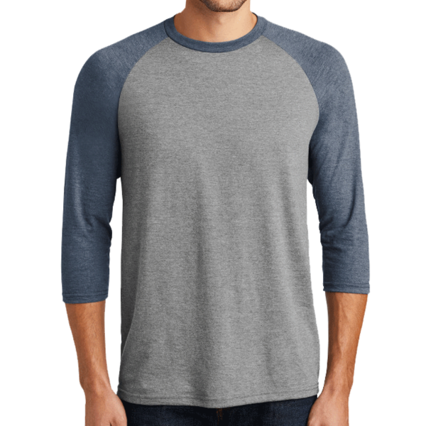 District Perfect Tri ® 3/4 Sleeve Raglan, Navy Frost / Grey Frost, Front view