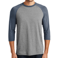 District Perfect Tri ® 3/4 Sleeve Raglan, Navy Frost / Grey Frost, Front view