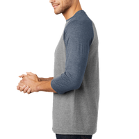 District Perfect Tri ® 3/4 Sleeve Raglan, Navy Frost / Grey Frost, Left Sleeve view