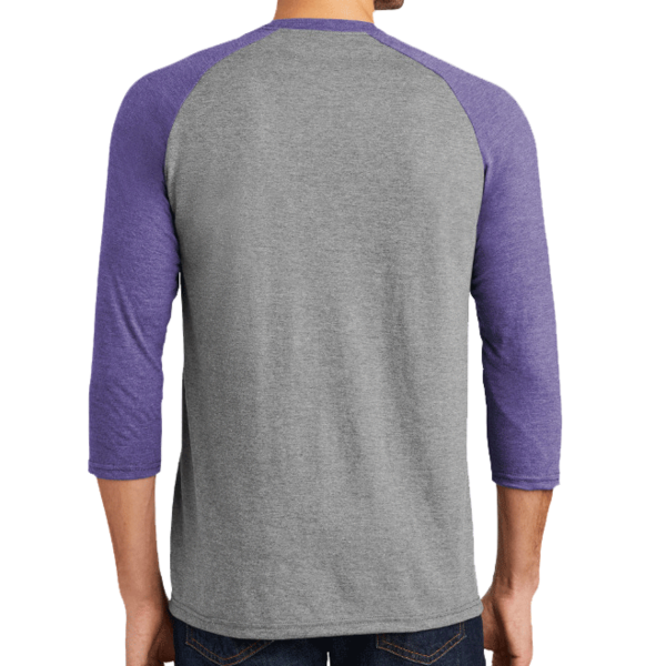 District Perfect Tri ® 3/4 Sleeve Raglan, Purple Frost / Grey Frost, Back view