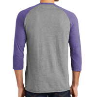 District Perfect Tri ® 3/4 Sleeve Raglan, Purple Frost / Grey Frost, Back view