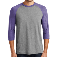 District Perfect Tri ® 3/4 Sleeve Raglan, Purple Frost / Grey Frost, Front view