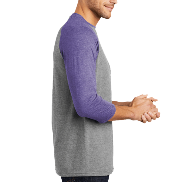 District Perfect Tri ® 3/4 Sleeve Raglan, Purple Frost / Grey Frost, Right Sleeve view