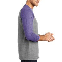 District Perfect Tri ® 3/4 Sleeve Raglan, Purple Frost / Grey Frost, Right Sleeve view