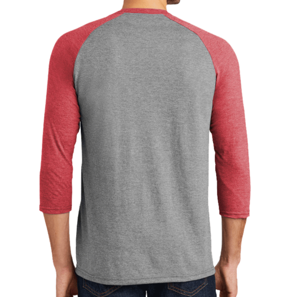 District Perfect Tri ® 3/4 Sleeve Raglan, Red Frost / Grey Frost, Back view