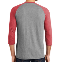 District Perfect Tri ® 3/4 Sleeve Raglan, Red Frost / Grey Frost, Back view