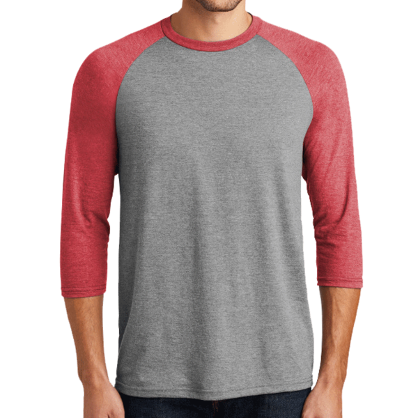 District Perfect Tri ® 3/4 Sleeve Raglan, Red Frost / Grey Frost, Front view