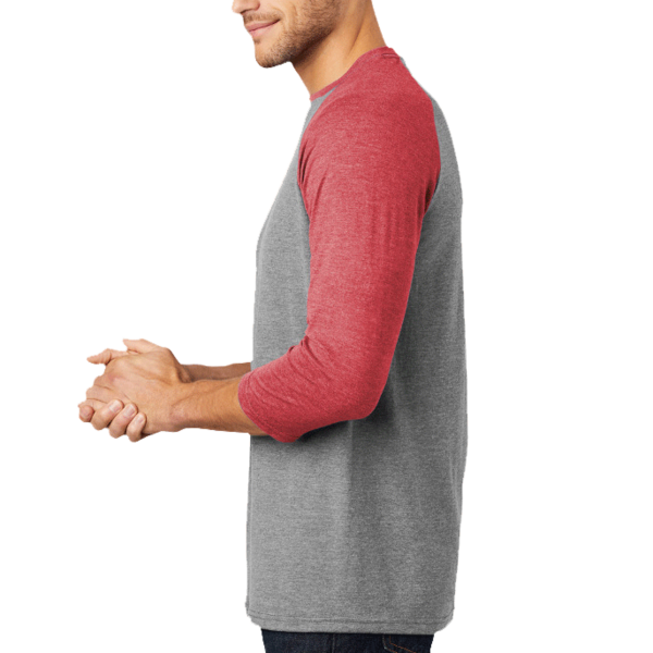 District Perfect Tri ® 3/4 Sleeve Raglan, Red Frost / Grey Frost, Left Sleeve view