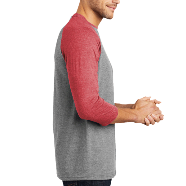 District Perfect Tri ® 3/4 Sleeve Raglan, Red Frost / Grey Frost, Right Sleeve view