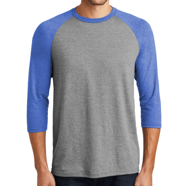 District Perfect Tri ® 3/4 Sleeve Raglan, Royal Frost / Grey Frost, Front view