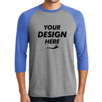District Perfect Tri ® 3/4 Sleeve Raglan, Royal Frost / Grey Frost, Front view, Mockup