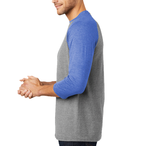 District Perfect Tri ® 3/4 Sleeve Raglan, Royal Frost / Grey Frost, Left Sleeve view