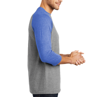 District Perfect Tri ® 3/4 Sleeve Raglan, Royal Frost / Grey Frost, Right Sleeve view