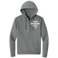 District Perfect Tri ® Fleece Full Zip Hoodie, Grey Frost, Front view, Mockup