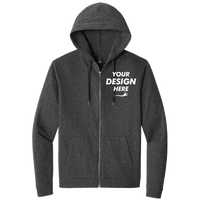 District Perfect Tri ® Fleece Full Zip Hoodie, Heathered Charcoal, Front view, Mockup