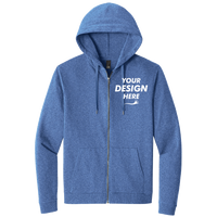 District Perfect Tri ® Fleece Full Zip Hoodie, Royal Frost, Front view, Mockup