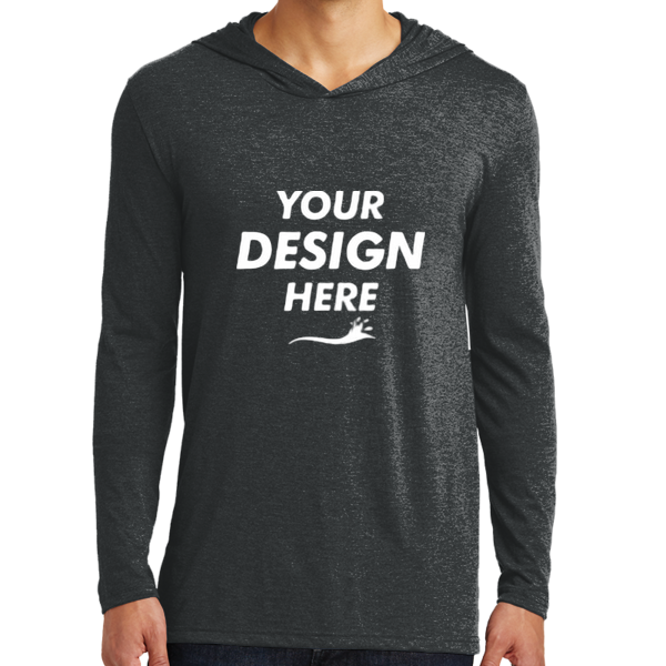 District Perfect Tri ® Long Sleeve Hoodie, Black Frost, Front view, Mockup