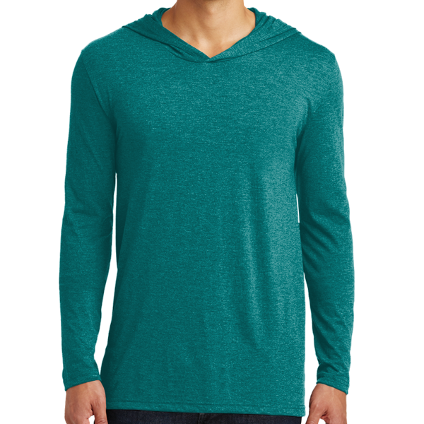 District Perfect Tri ® Long Sleeve Hoodie, Heathered Teal, Front view