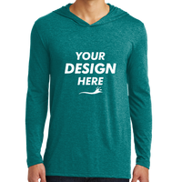District Perfect Tri ® Long Sleeve Hoodie, Heathered Teal, Front view, Mockup