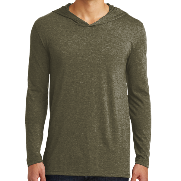 District Perfect Tri ® Long Sleeve Hoodie, Military Green Frost, Front view