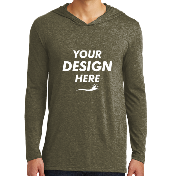 District Perfect Tri ® Long Sleeve Hoodie, Military Green Frost, Front view, Mockup